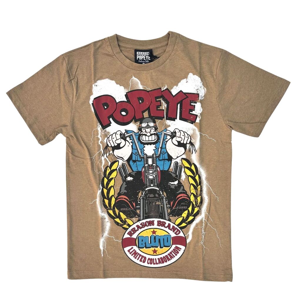 Reason Popeye T-Shirt Men’s L, XL Brutus Biker Khaki Tee